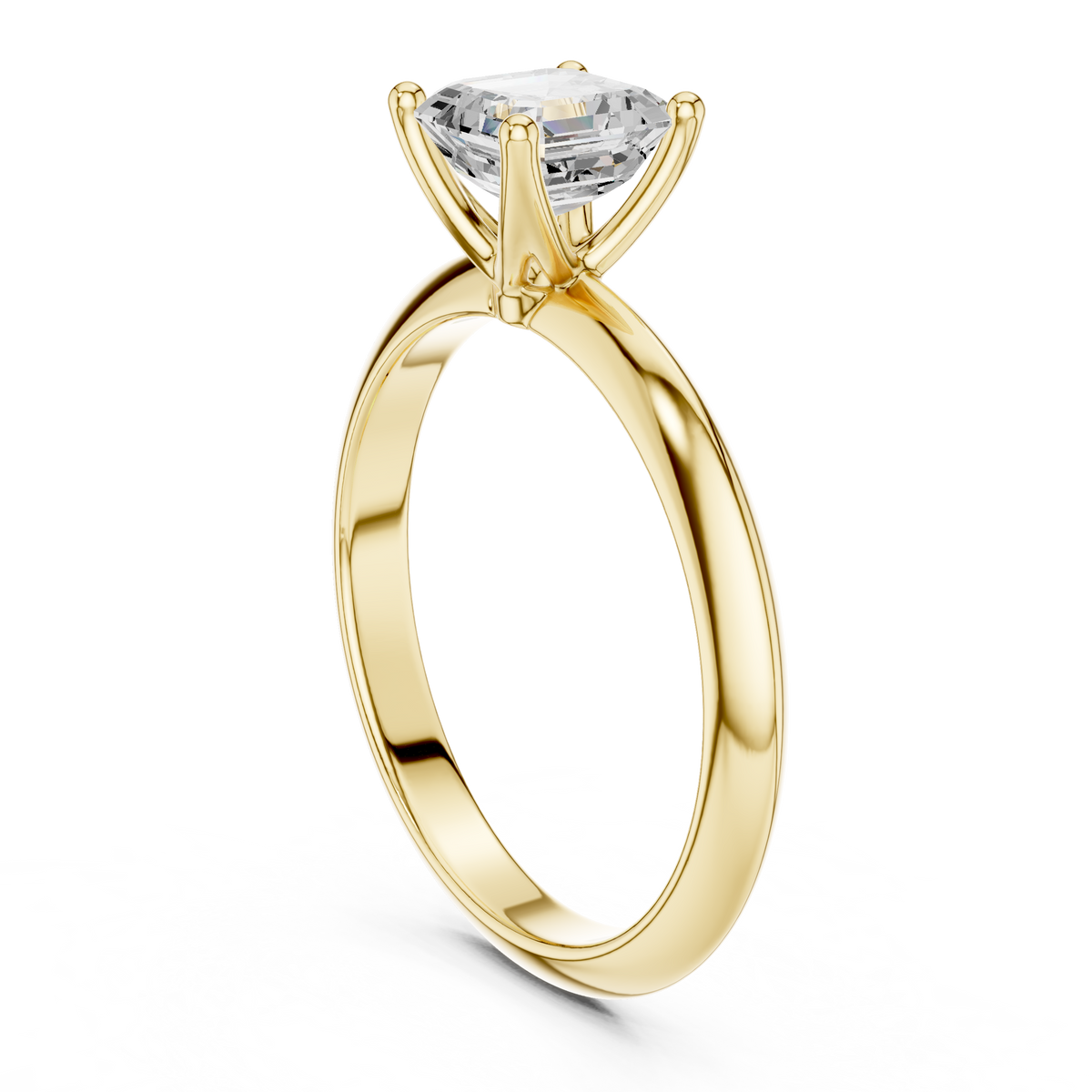 Asscher-Cut Tapered Solitaire Ring — DDLR-146-AC — digital design render