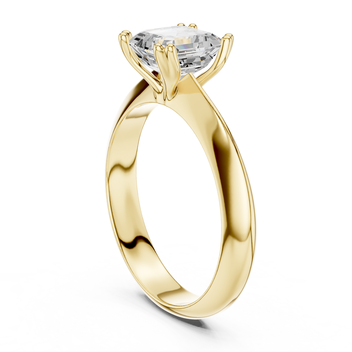 Asscher-Cut Wide-Shoulder Solitaire Ring — DDLR-147-AC — digital design render