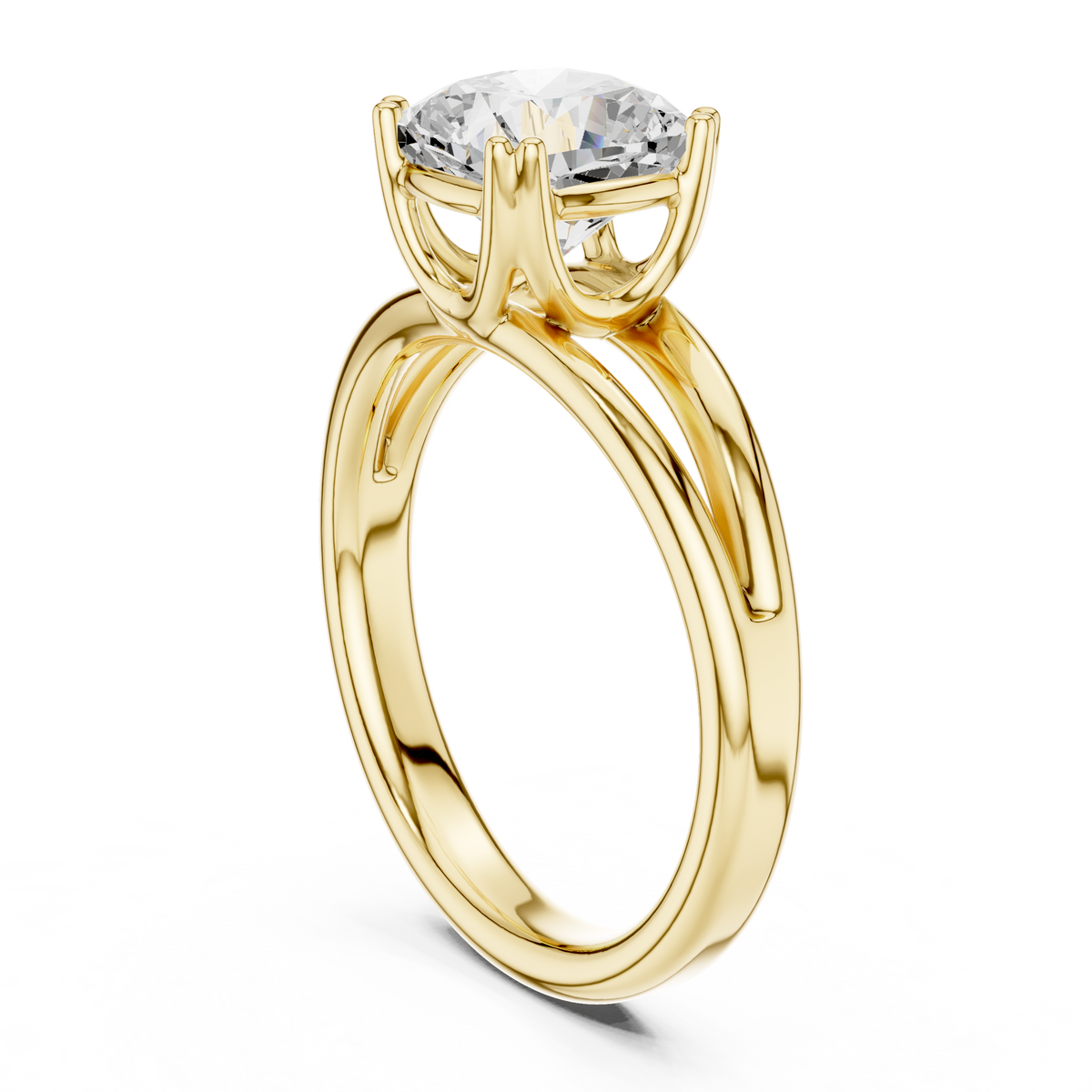 Cushion-Cut Split-Shoulder Solitaire Ring — DDLR-094-CU — digital design render