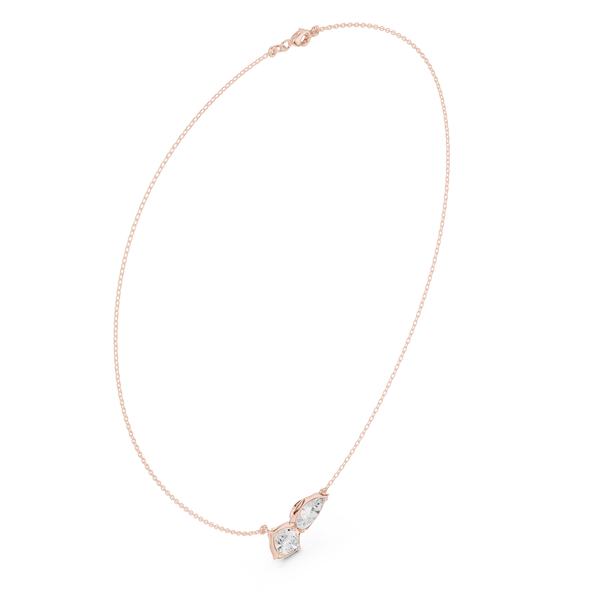 Double-Pear Pendant Necklace — SBWN-048 — digital design render
