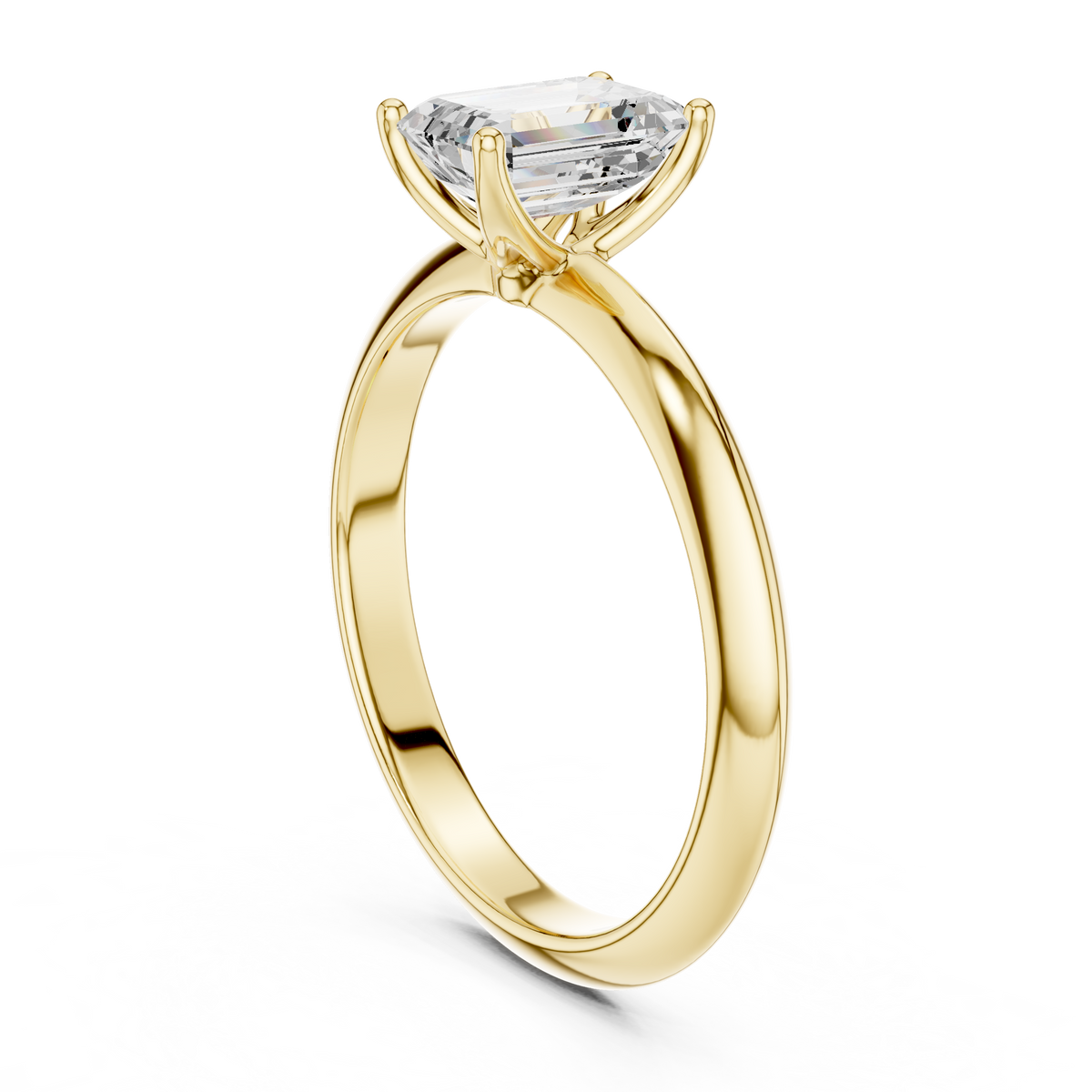 Emerald-Cut Tapered Solitaire Ring — DDLR-146-EM — digital design render