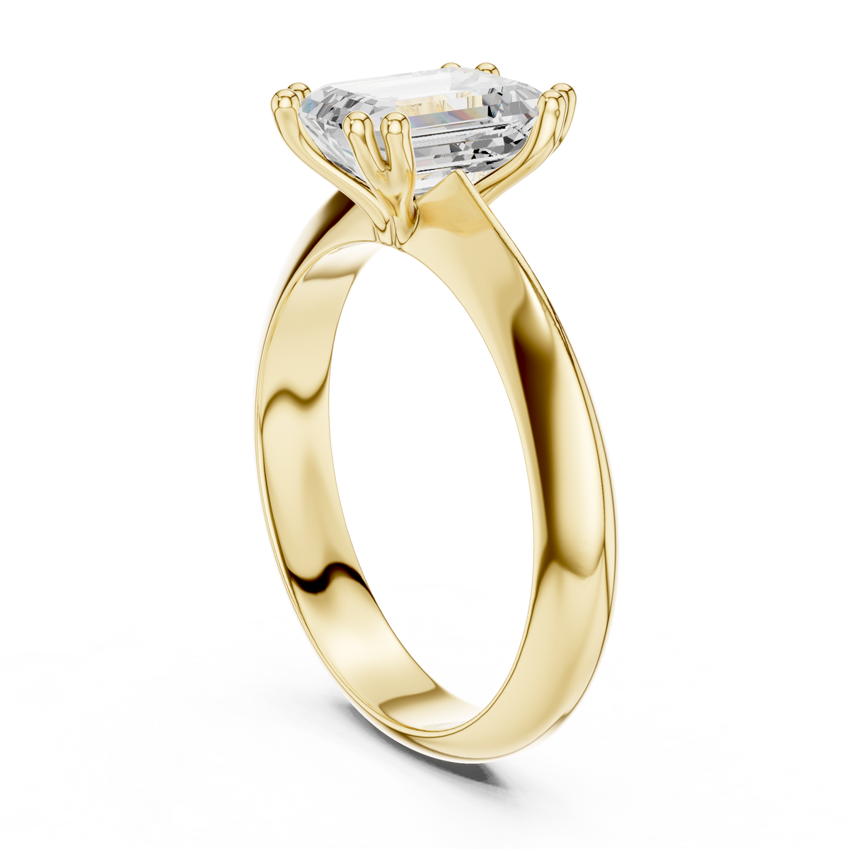 Emerald-Cut Wide-Shoulder Solitaire Ring — DDLR-147-EM — digital design render