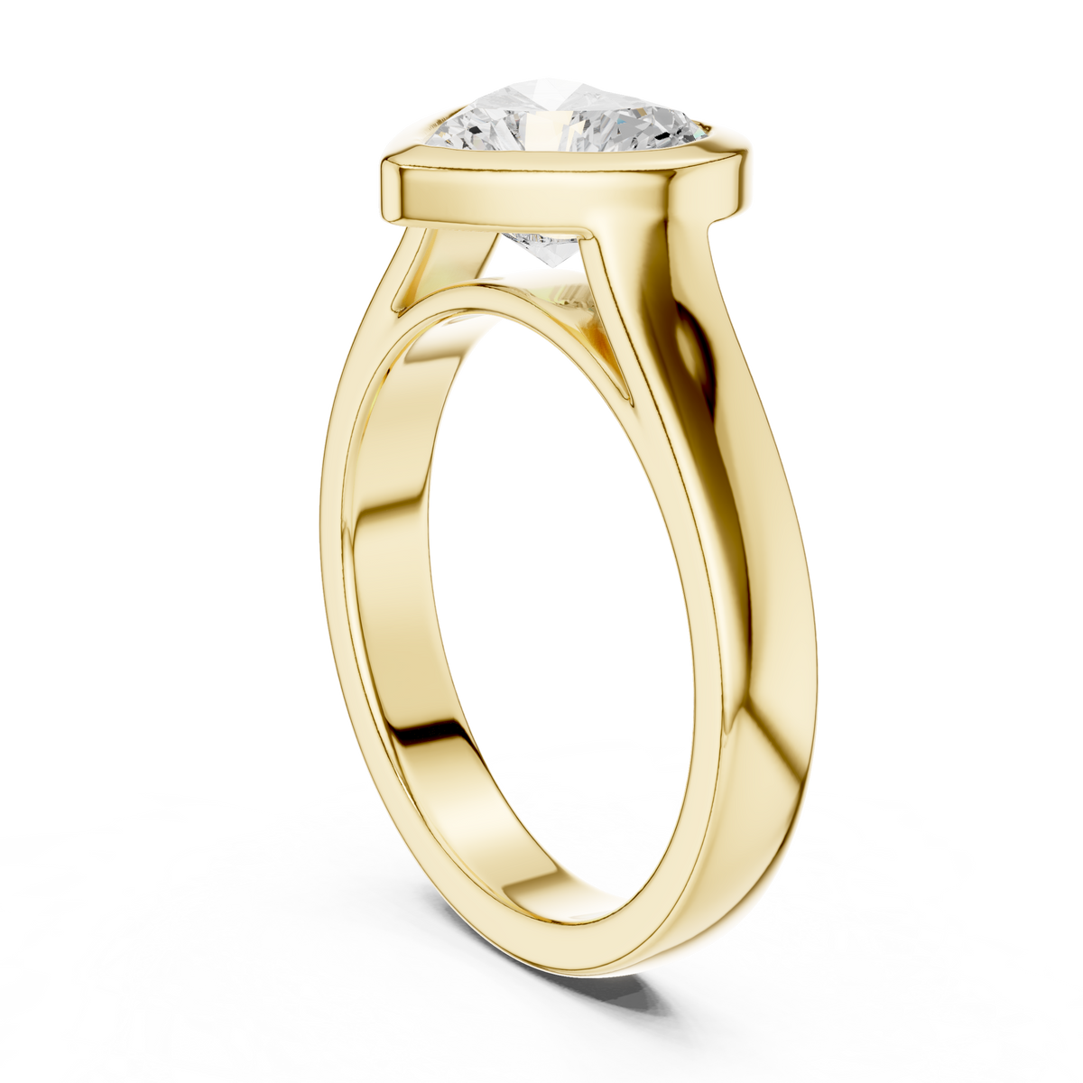 Heart-Cut Bezel-Set Solitaire Ring — DDLR-092-HR — digital design render