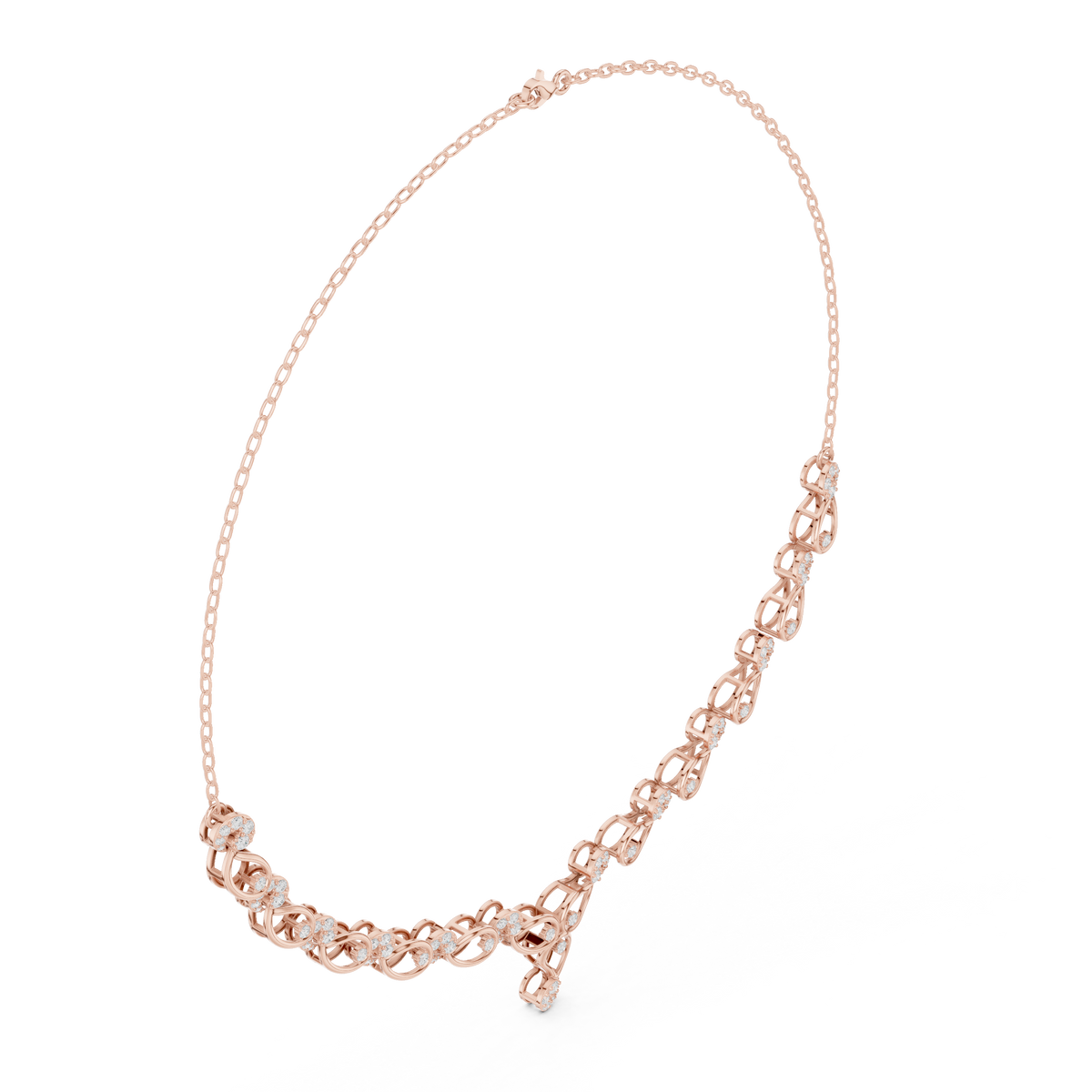 Oval-Link Drop Necklace — SBWN-007 — digital design render