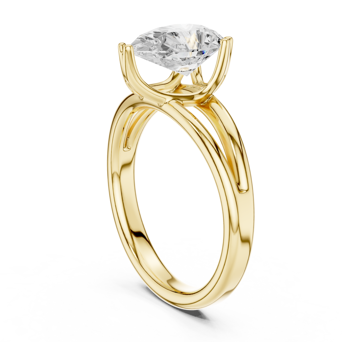 Pear-Cut Split-Shoulder Solitaire Ring — DDLR-094-PE — digital design render