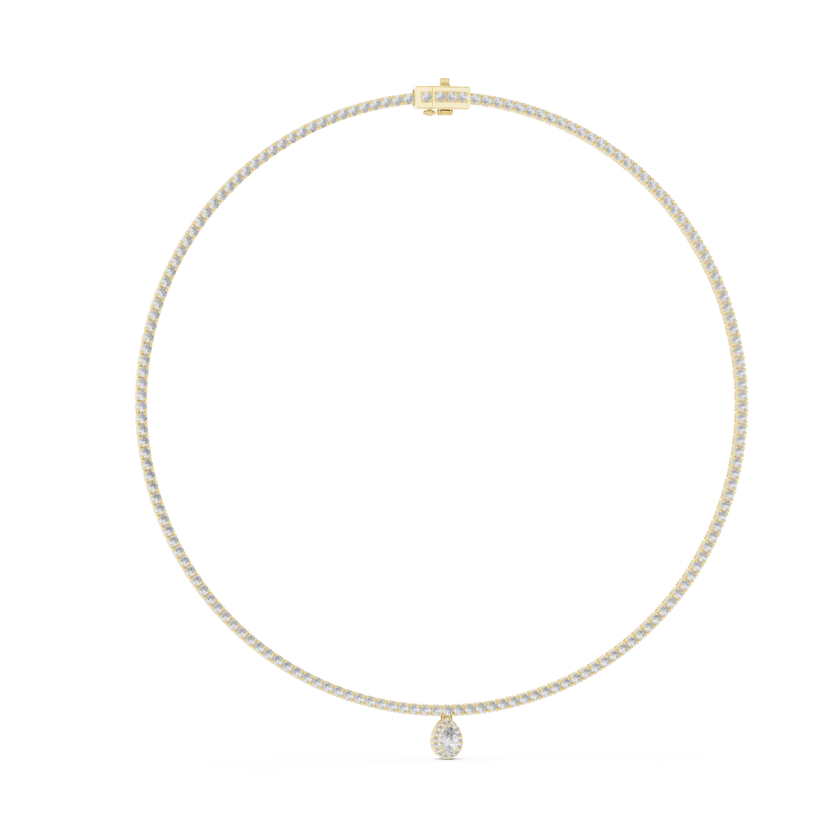 Pear-Drop Tennis Necklace — GNK-0002 — digital design render