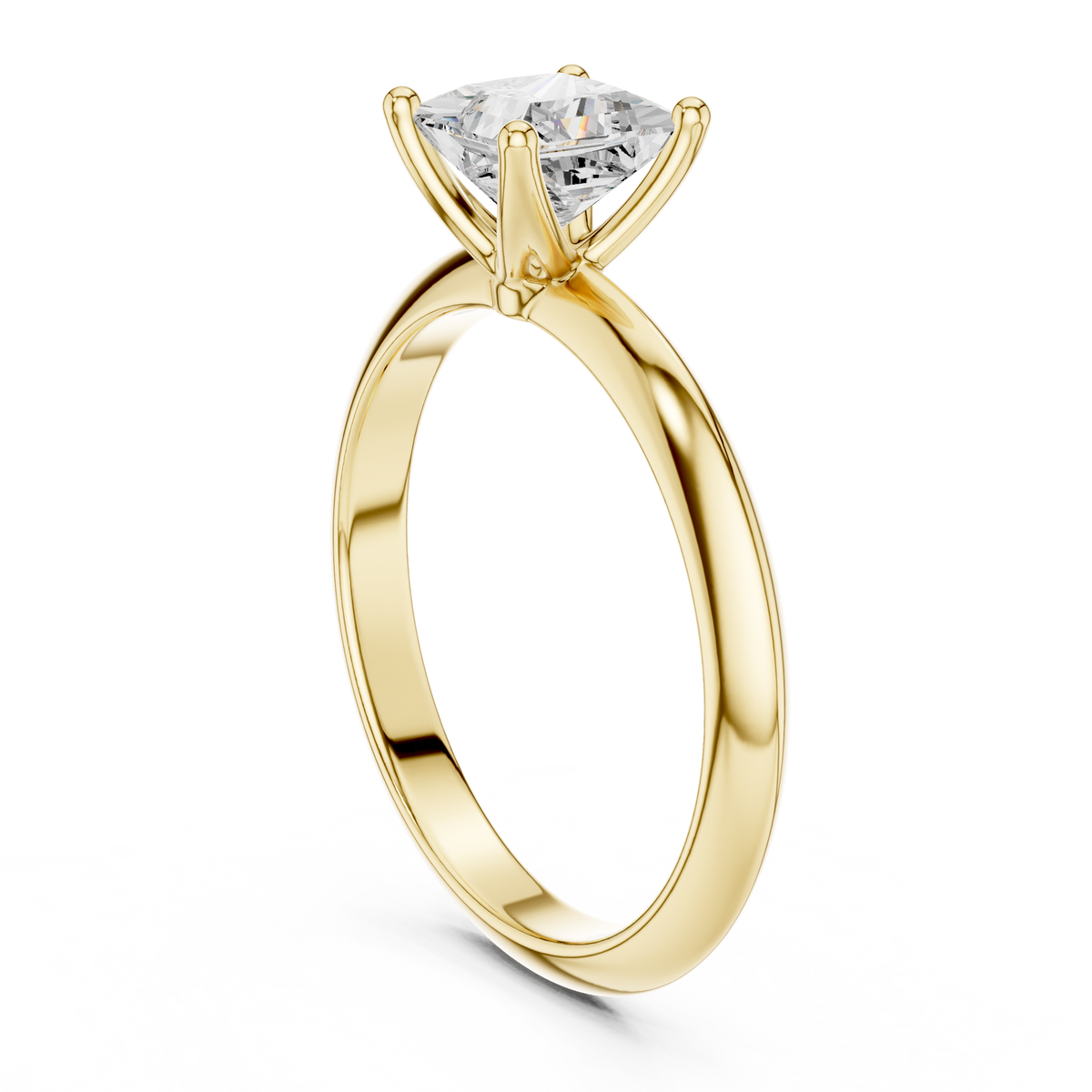 Princess-Cut Tapered Solitaire Ring — DDLR-146-PR — digital design render