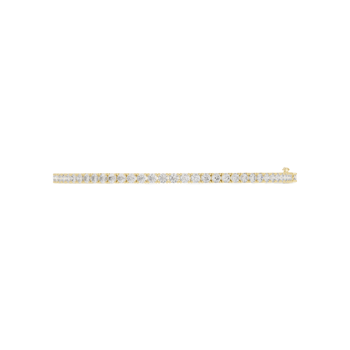 Round-Stone Tennis Bracelet — 3CT Design — digital render in a yellow metal tone