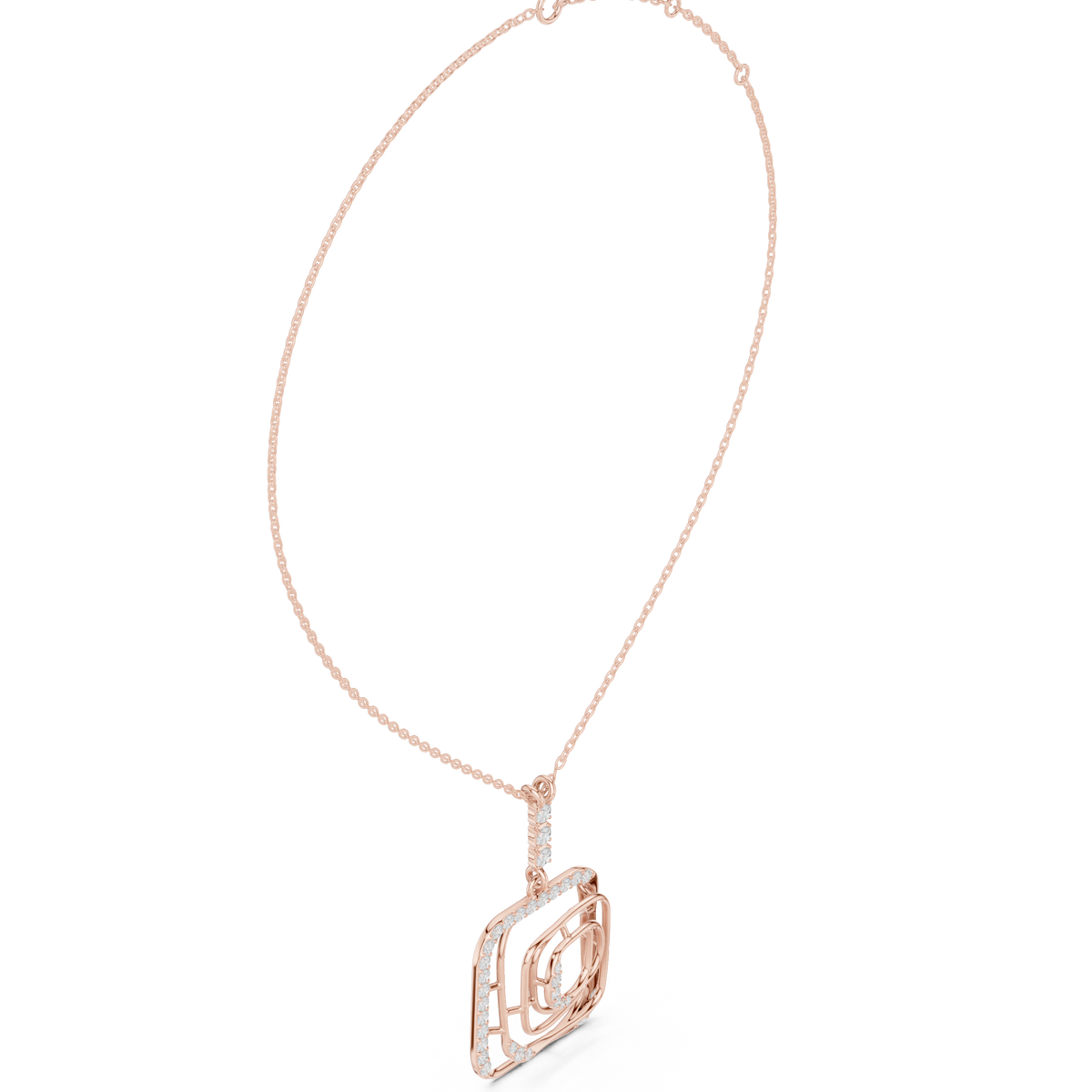 Triple-Outline Pendant Necklace — SBWN-052 — digital design render