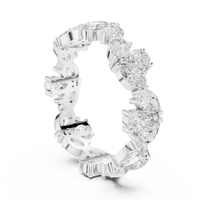 Alternating Pear-Cut Eternity Band — silver-tone digital render, view 1