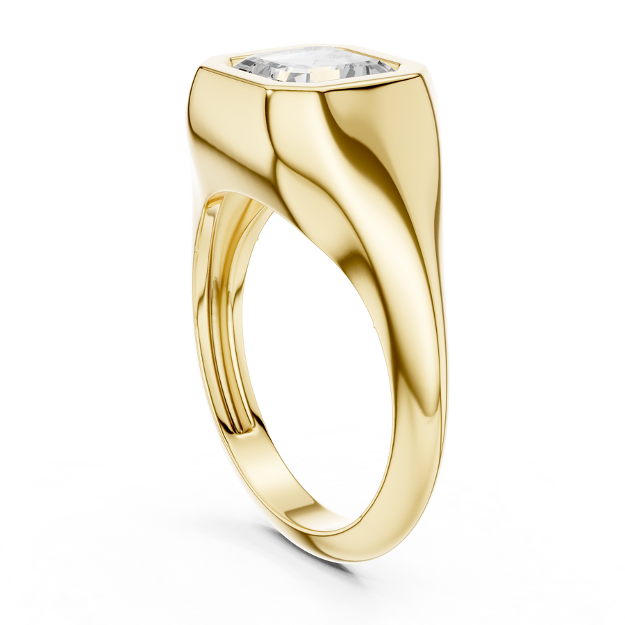 Asscher-Cut Openwork Solitaire Ring — DDLR-093-AC — digital design render