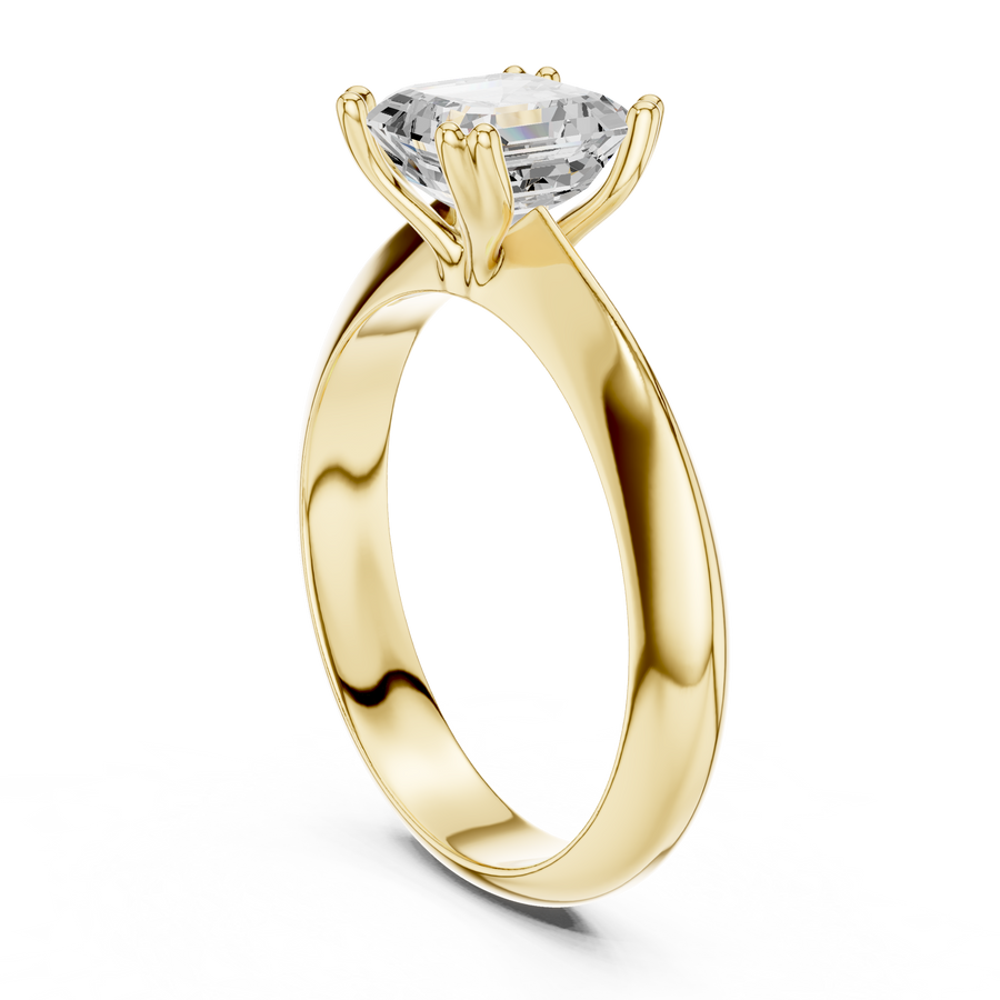 Asscher-Cut Wide-Shoulder Solitaire Ring — DDLR-147-AC — digital design render