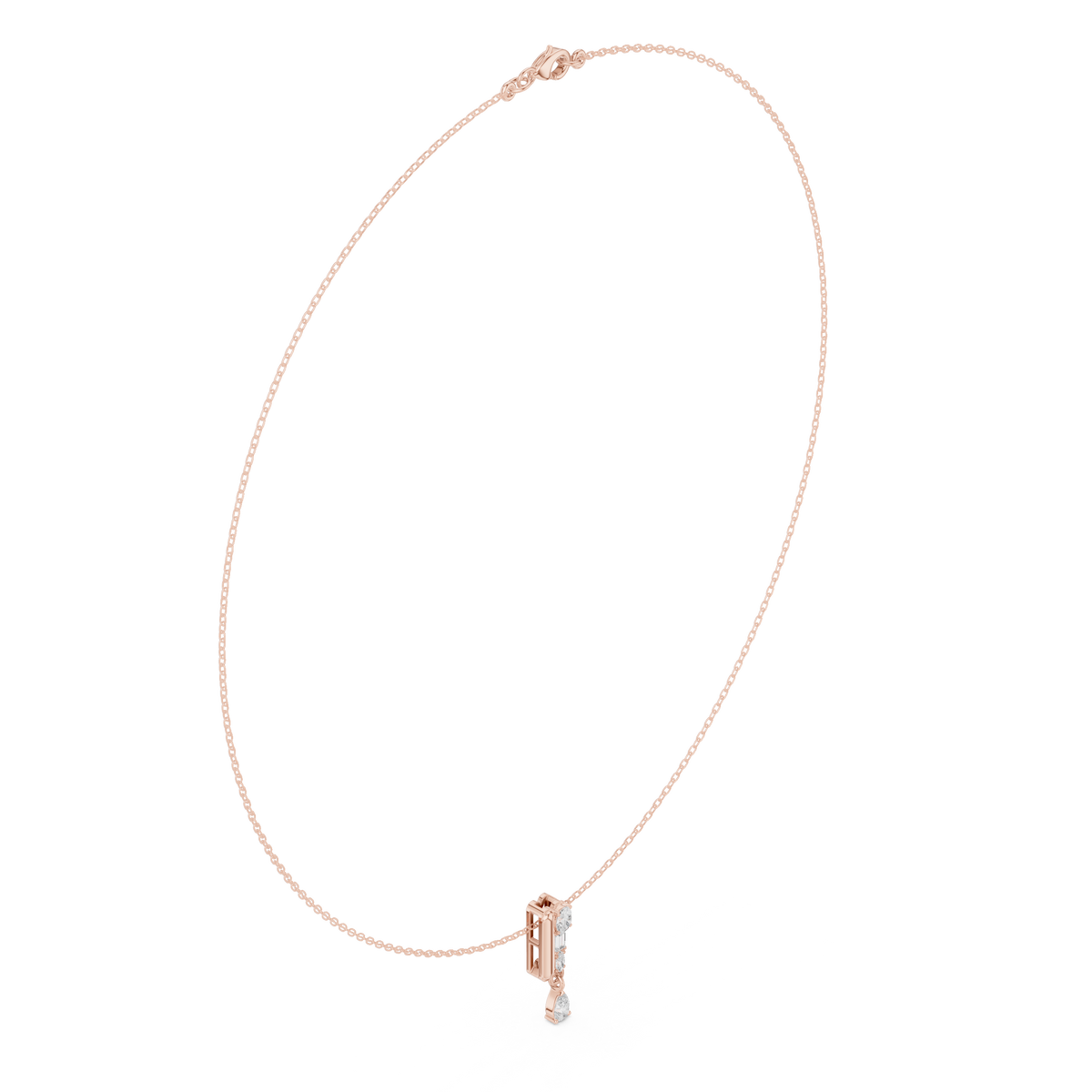 Baguette Pendant Necklace — SBWN-014 — digital design render