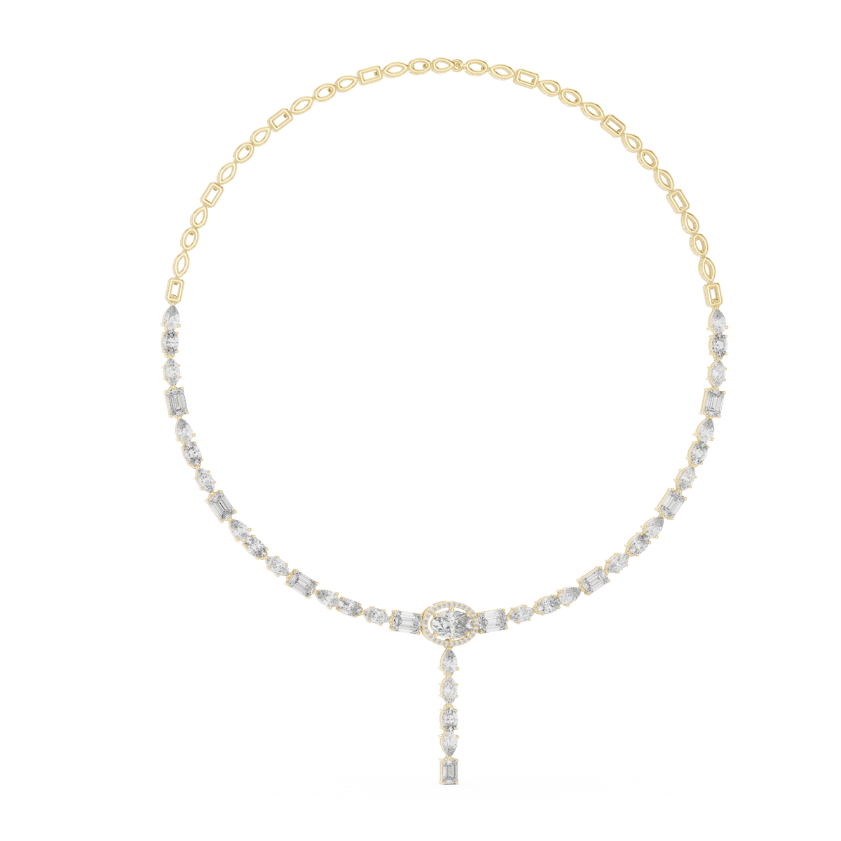 Bar-Drop Tennis Necklace — GNK-0027 — digital design render