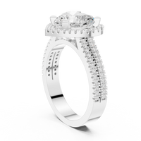 Heart Halo Ring — digital render in a white metal tone