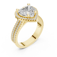 Heart Halo Ring — digital render in a yellow metal tone