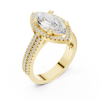 Marquise Halo Ring — digital render in a yellow metal tone