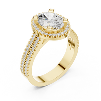 Oval Halo Ring — digital render in a yellow metal tone