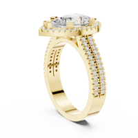 Pear Halo Ring — digital render in a yellow metal tone