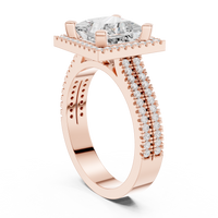 Princess Halo Ring — digital render in a rose metal tone
