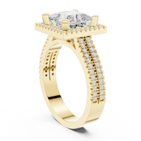 Princess Halo Ring — digital render in a yellow metal tone