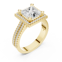 Princess Halo Ring — digital render in a yellow metal tone
