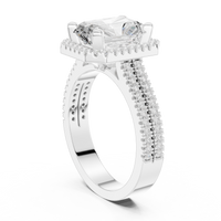Radiant Halo Ring — digital render in a white metal tone