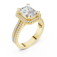 Radiant Halo Ring — digital render in a yellow metal tone