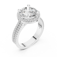 Round Halo Ring — digital render in a white metal tone