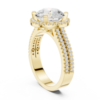 Round Halo Ring — digital render in a yellow metal tone
