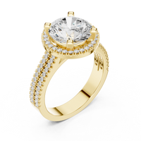 Round Halo Ring — digital render in a yellow metal tone