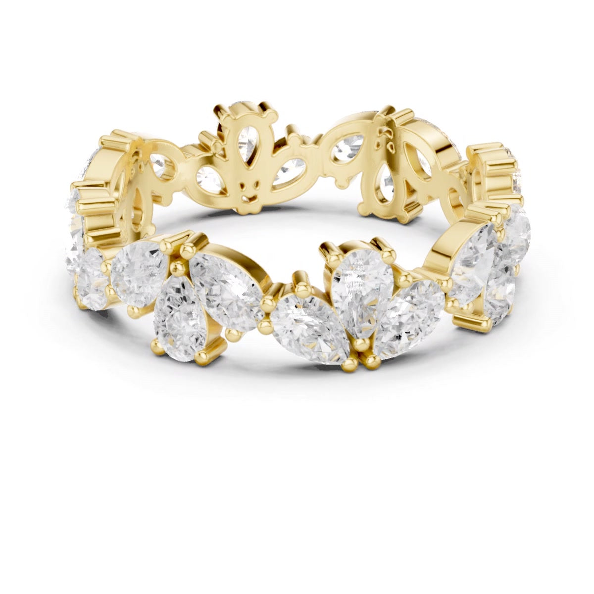 Alternating Pear-Cut Eternity Band — digital render, view 1