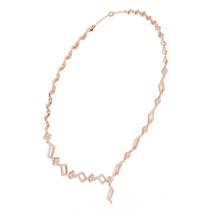 Diamond-Outline Lariat Necklace — SBWN-035 — digital design render