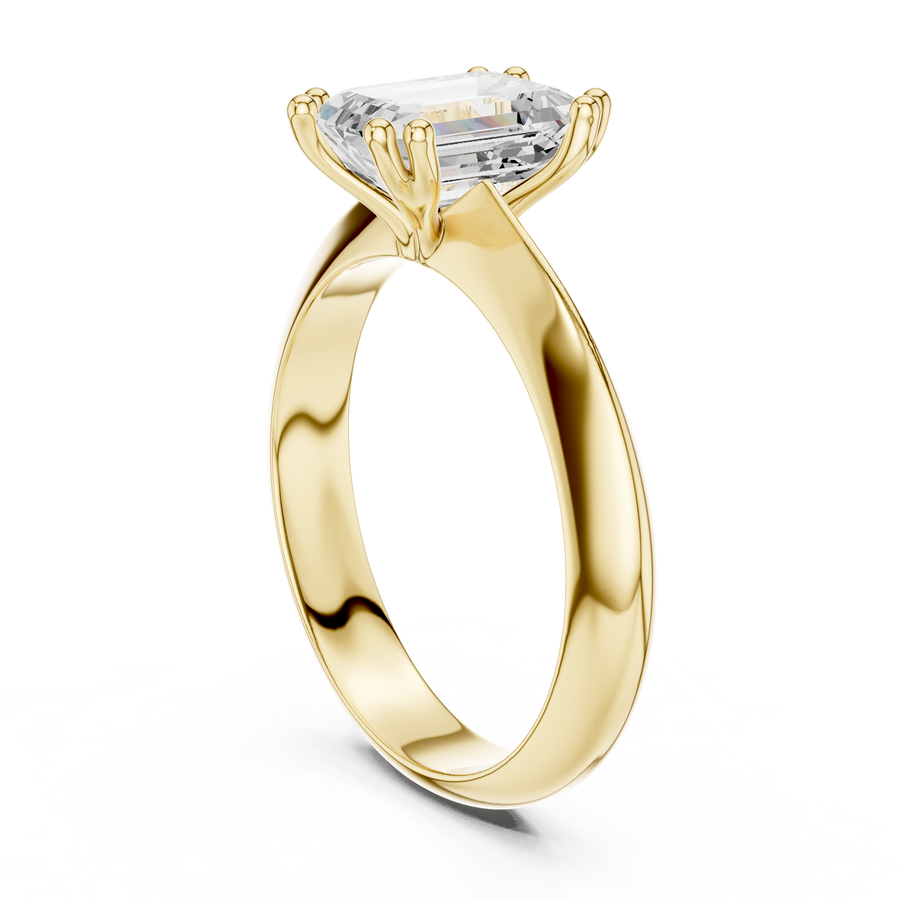 Emerald-Cut Wide-Shoulder Solitaire Ring — DDLR-147-EM — digital design render