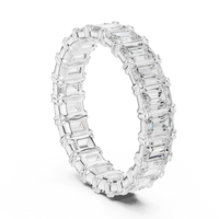 Emerald-Cut Eternity Ring — 3CT Design — digital render in a white metal tone
