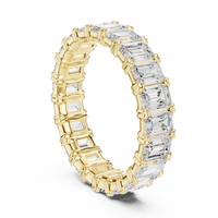 Emerald-Cut Eternity Ring — 3CT Design — digital render in a yellow metal tone
