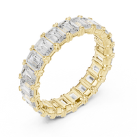Emerald-Cut Eternity Ring — 3CT Design — digital render in a yellow metal tone