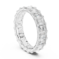 Emerald-Cut Eternity Ring — 4CT Design — digital render in a white metal tone