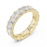 Emerald-Cut Eternity Ring — 4CT Design — digital render in a yellow metal tone