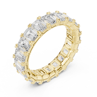 Emerald-Cut Eternity Ring — 5CT Design — digital render in a yellow metal tone