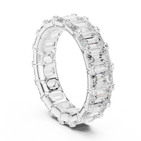 Emerald-Cut Eternity Ring — 6CT Design — digital render in a white metal tone