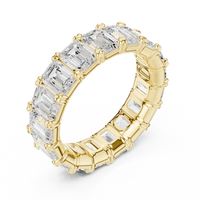 Emerald-Cut Eternity Ring — 6CT Design — digital render in a yellow metal tone