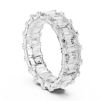 Emerald-Cut Eternity Ring — 7CT Design — digital render in a white metal tone