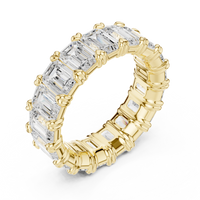 Emerald-Cut Eternity Ring — 7CT Design — digital render in a yellow metal tone