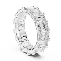 Emerald-Cut Eternity Ring — 8CT Design — digital render in a white metal tone