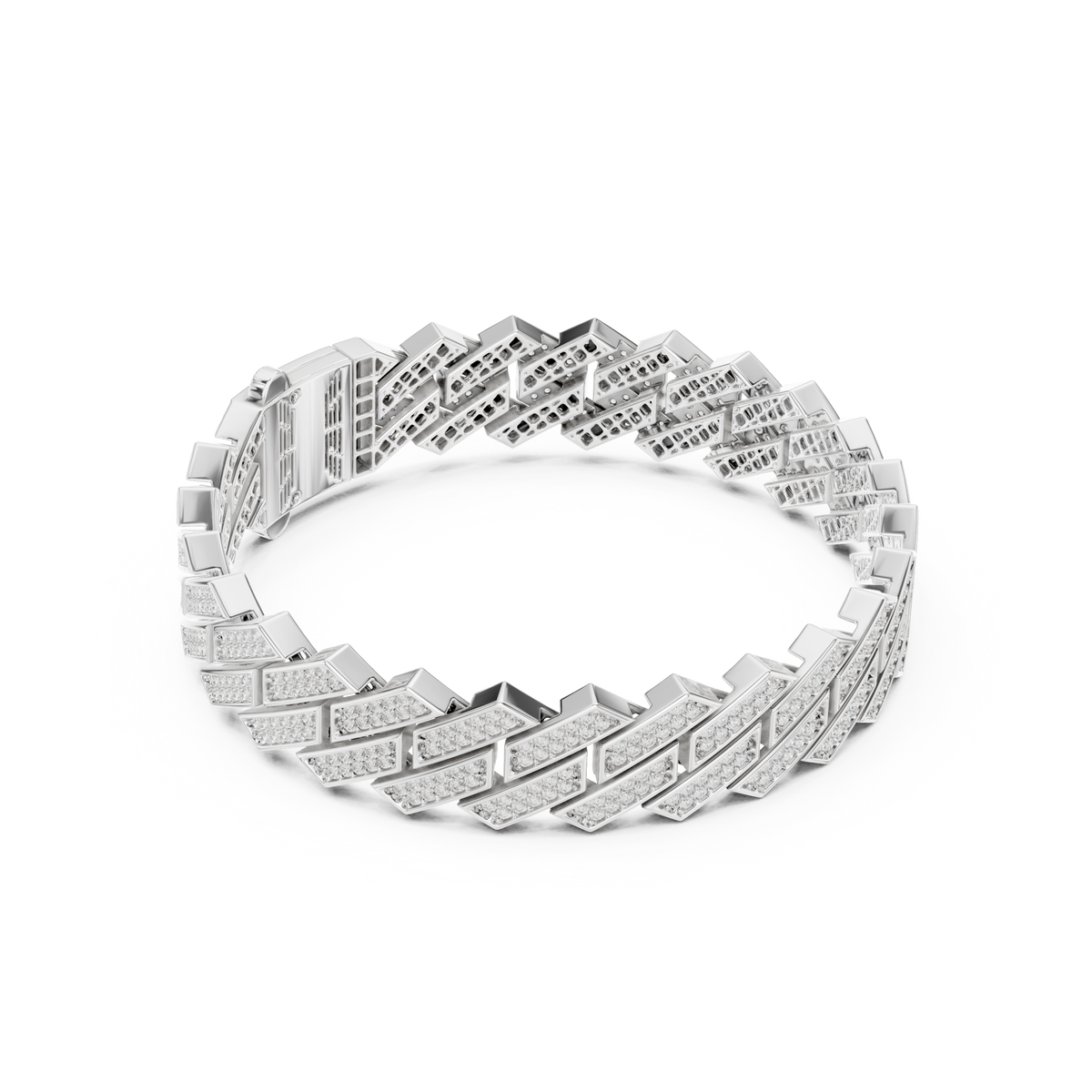 Geometric Pavé Link Bracelet — B9-313 — digital design render