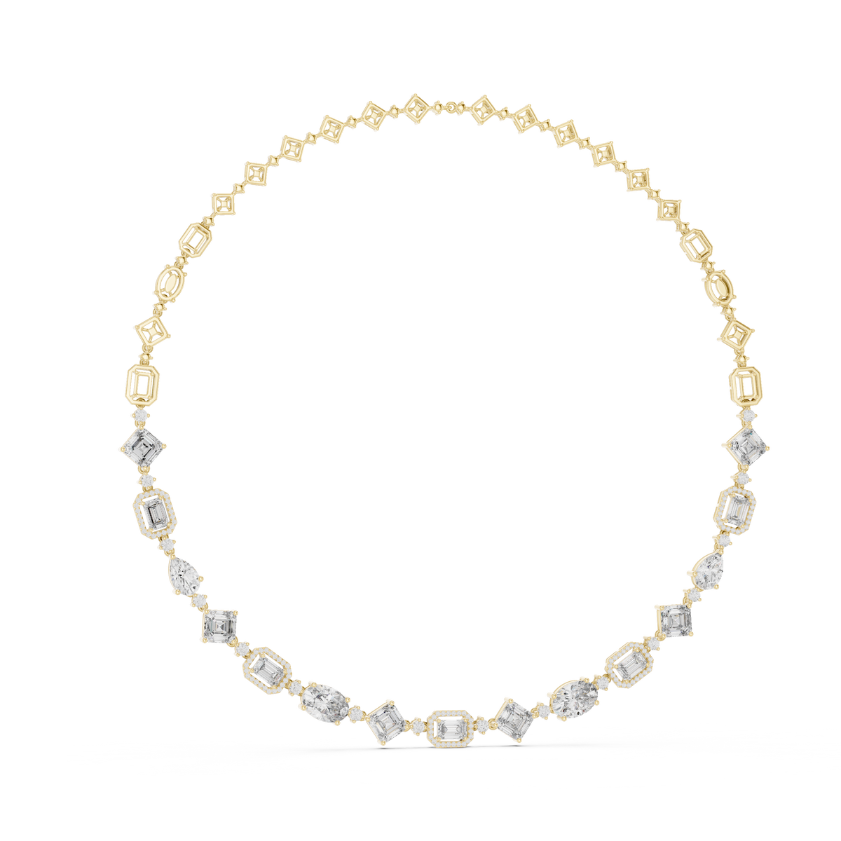 Graduated Round-Station Necklace — GNK-0029 — digital design render