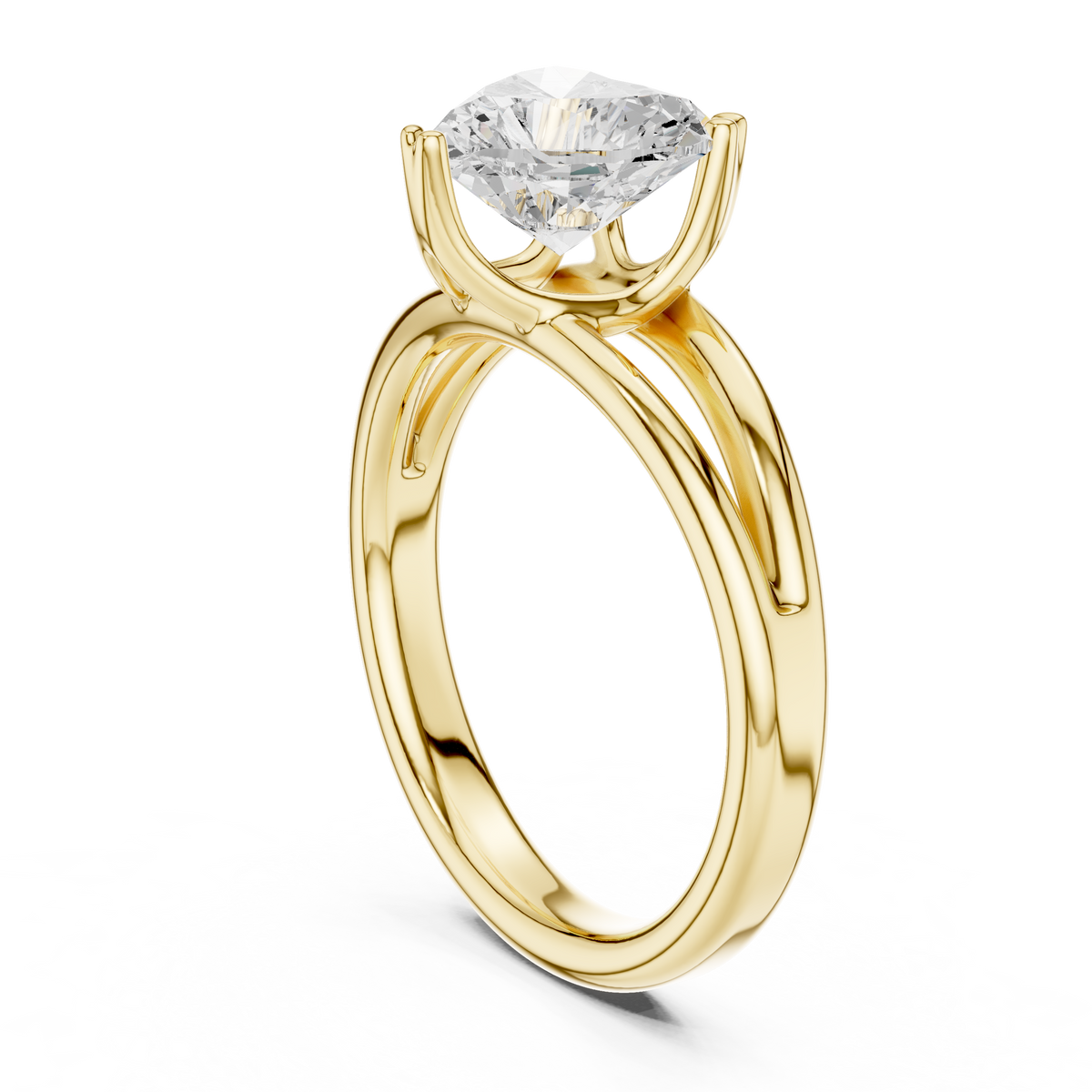 Heart-Cut Split-Shoulder Solitaire Ring — DDLR-094-HR — digital design render