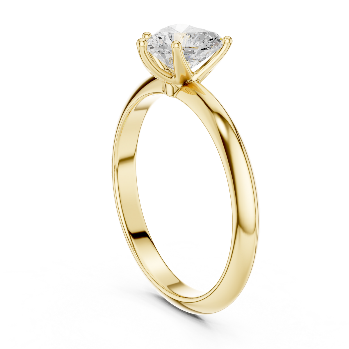 Heart-Cut Tapered Solitaire Ring — DDLR-146-HR — digital design render