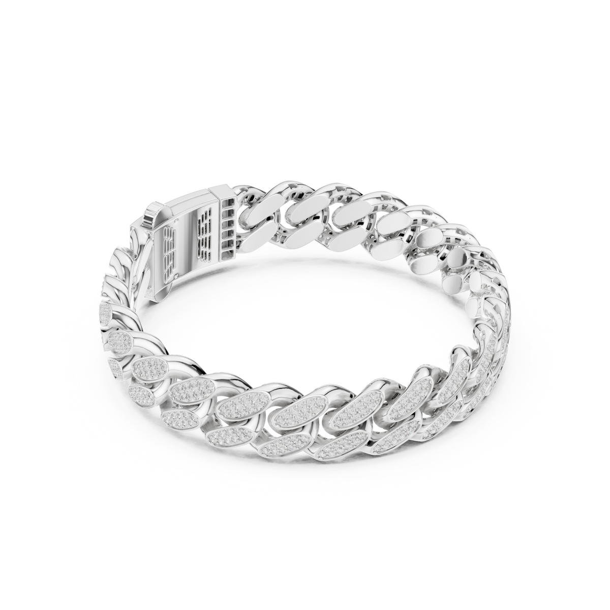 Heavy Pavé Curb Link Bracelet — B9-097 — digital design render